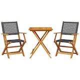 thumbnail of vidaXL 3-tlg. Bistro-Set Schwarz Poly Rattan und Massivholz