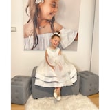 thumbnail of HOMCOM Panca Portaoggetti Set di 3 Pezzi con 2 Sgabelli Pouf in Velluto, Grigio Perla