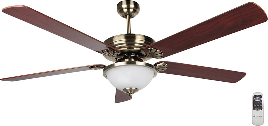 Ventilador de techo con luz Orbegozo CP 80142, 5 aspas, 3 velocidades, mando a distancia, 142 cm de diámetro, 70 W