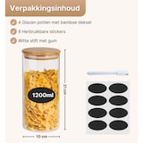 thumbnail of Five Stars® Voorraadpotten - Glas met deksel - 4 Delige Set - 1200 ML - Duurzaam - Inclusief Herschrijfbare Stickers & Pen