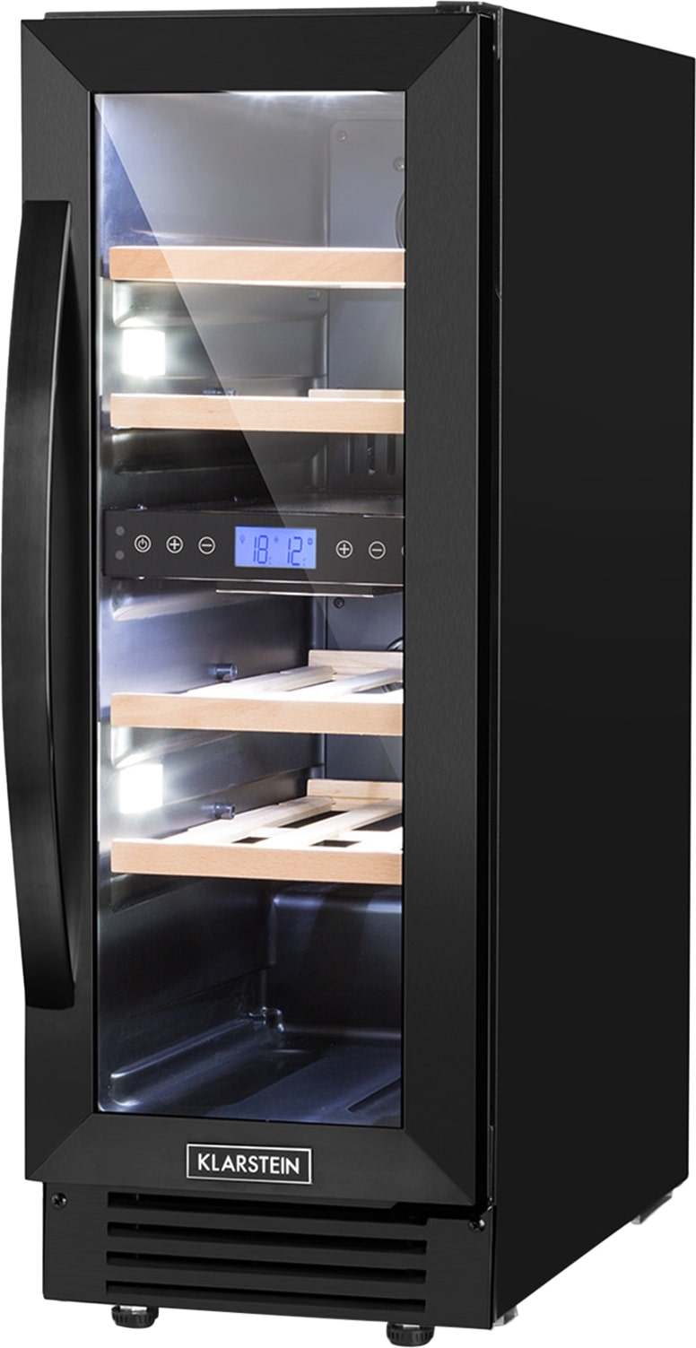 Klarstein Vinovilla 17 Built-In Duo Weinkühlschrank 53l 17 Fl. 2 Zonen Glastür Schwarz