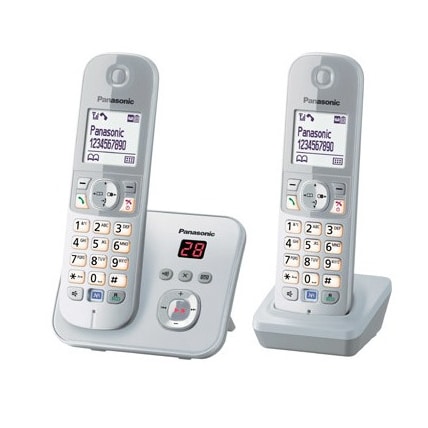 Panasonic KX-TG6822 DECT-Telefon Anrufer-Identifikation Silber