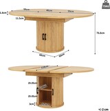 thumbnail of Ausziehbarer Esstisch MDF Natur mit Walnuss-Maserung 118(158)x118x76,8 cm, mit Stauraum