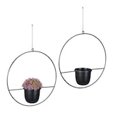 thumbnail of Relaxdays Blumenampel, 2er Set, Ø 34,5 cm, Metall, hängender Blumentopf, für innen & außen, Blumenhängetopf, schwarz