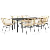 thumbnail of vidaXL 7-tlg. Garten-Essgruppe mit Kissen Braun Poly Rattan Glas