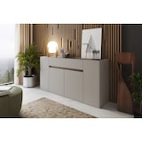 thumbnail of Credenza Moderna Madia In Melaminico Con 4 Ante E 1 Cassetto Mobile Contenitore Sala Pranzo Soggiorno Design Senza Maniglie 170x85x40 cm Noce Chiaro
