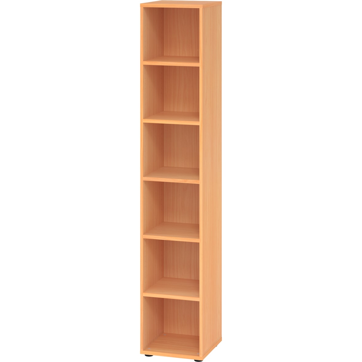 bümö Regal Buche, Standregal aus Holz für 6 Ordnerhöhen - Bücherregal groß 40 cm schmal, Aktenregal für Ordner & Bücher, großes Büroregal, Holzregal,
