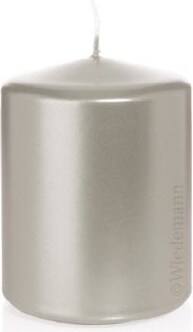 Silber Stumpenkerzen lackiert in Cello 100 x 80 mm, 6 Stück