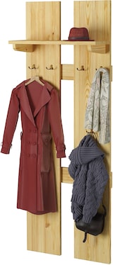 thumbnail of Breite Wand-Garderobe Kiefer massiv als Flurgarderobe oder Kleiderhaken mit Hutablage 90.80-10