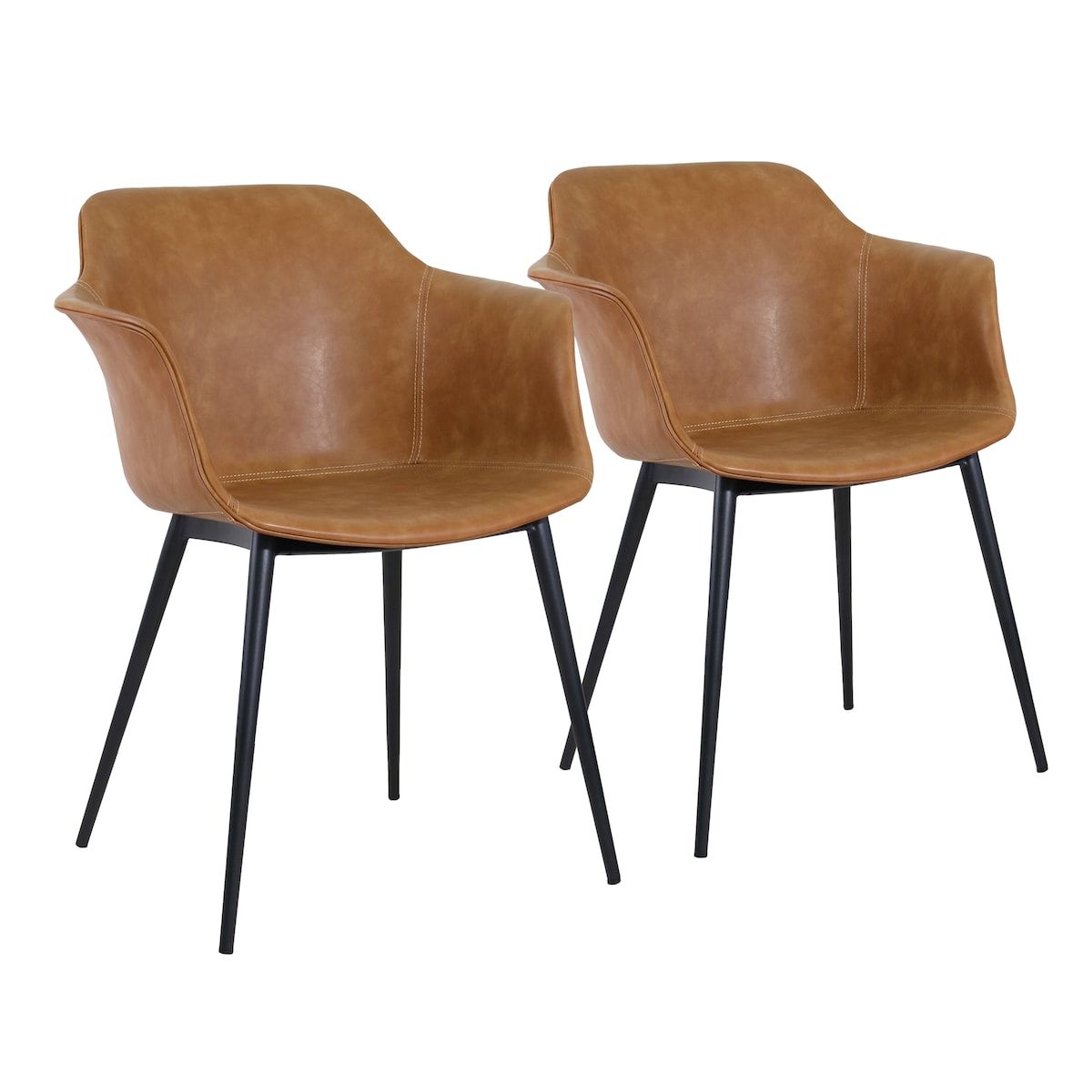 Set van 2 industriële fauteuils in staal en bruine stof - Oviala