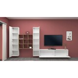 thumbnail of Dmora Wohnzimmermöbel Denis, Wohnzimmer-Set TV-Möbel mit 3 Türen, Mehrzweck-Wohnmöbel, 100 % Made in Italy, cm 270 x 30 h 180, glänzend weiß und Ahorn
