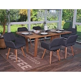 thumbnail of Lot de 6 chaises de salle à manger HWC-A50 II, chaise de cuisine, design rétro années 50 ~ textile, gris, pieds clairs