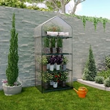 thumbnail of Serra A 4 Ripiani Da Giardino Per Orto Telaio In Acciaio Verniciato Telo In PVC Trasparente Porta Avvolgibile Apertura A Cerniera 69x49x160 Cm