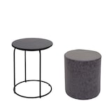 thumbnail of 2er-Set Sitzhocker und Beistelltisch HWC-K48, Kaffeetisch Tisch Hocker, MVG-zertifiziert MDF Metall Kunstleder ~ schwarz