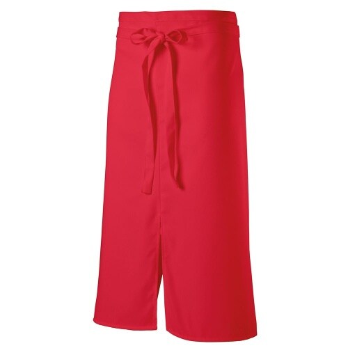 Schürze B 100 x L 80 cm Gehschlitz mittig Fb. rot  : rot : 65% Polyester 35%Baumwolle 220 g/m²
