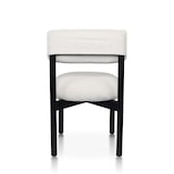 thumbnail of Silla de madera negra con asiento y respaldo tapizados en tela jaspeada de color beige claro – Moderna y cómoda