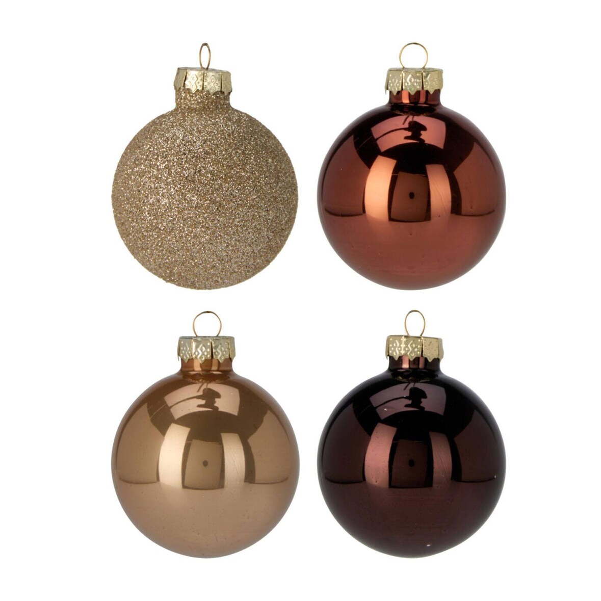 WellHome - Set di 16 palline di Natale marroni Ø3,5 cm - Lucide e opache