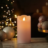 thumbnail of LED Kerze mit beweglicher Flamme Echtwachs Rustik-Optik H: 15cm Timer rosa