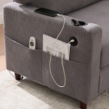 thumbnail of Zweisitzer Chenille-Sofa 203x77x86 cm mit USB-C, LED-Ambiente und Getränkehaltern – Elegantes Design in Hellgrau