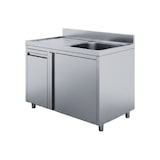 thumbnail of Edelstahl Spülschrank 1 Becken rechts 150 x 70 cm Abfallbehälter links VM EUROPA