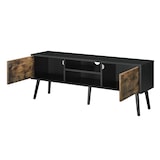 thumbnail of Helloshop26 - Meuble tv support télé 120 cm pieds en bois revêtement pvc noir bois foncé 03_0005865