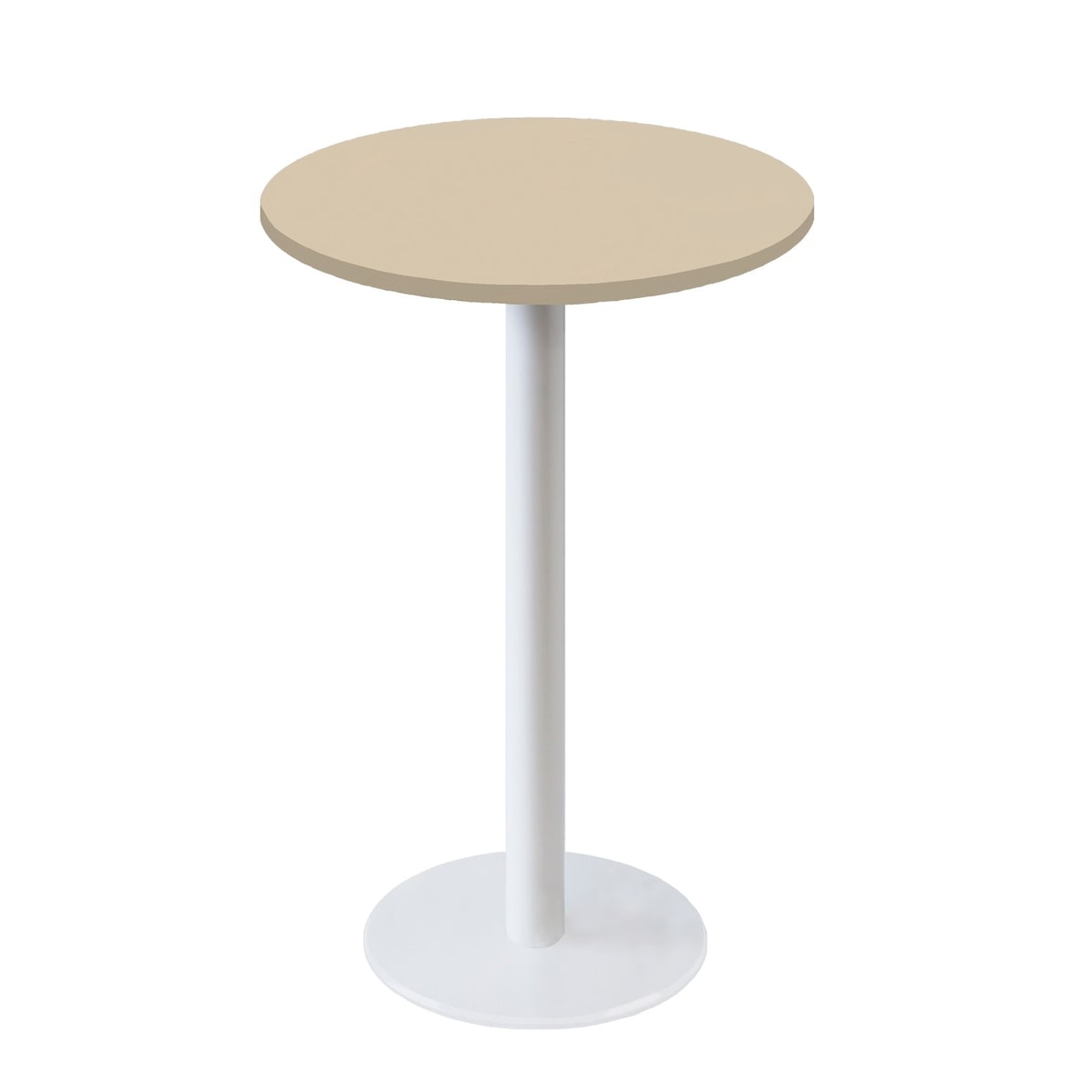 Restootab - Tavolo alto Roma bianco Ø60cm laminato beige opaco