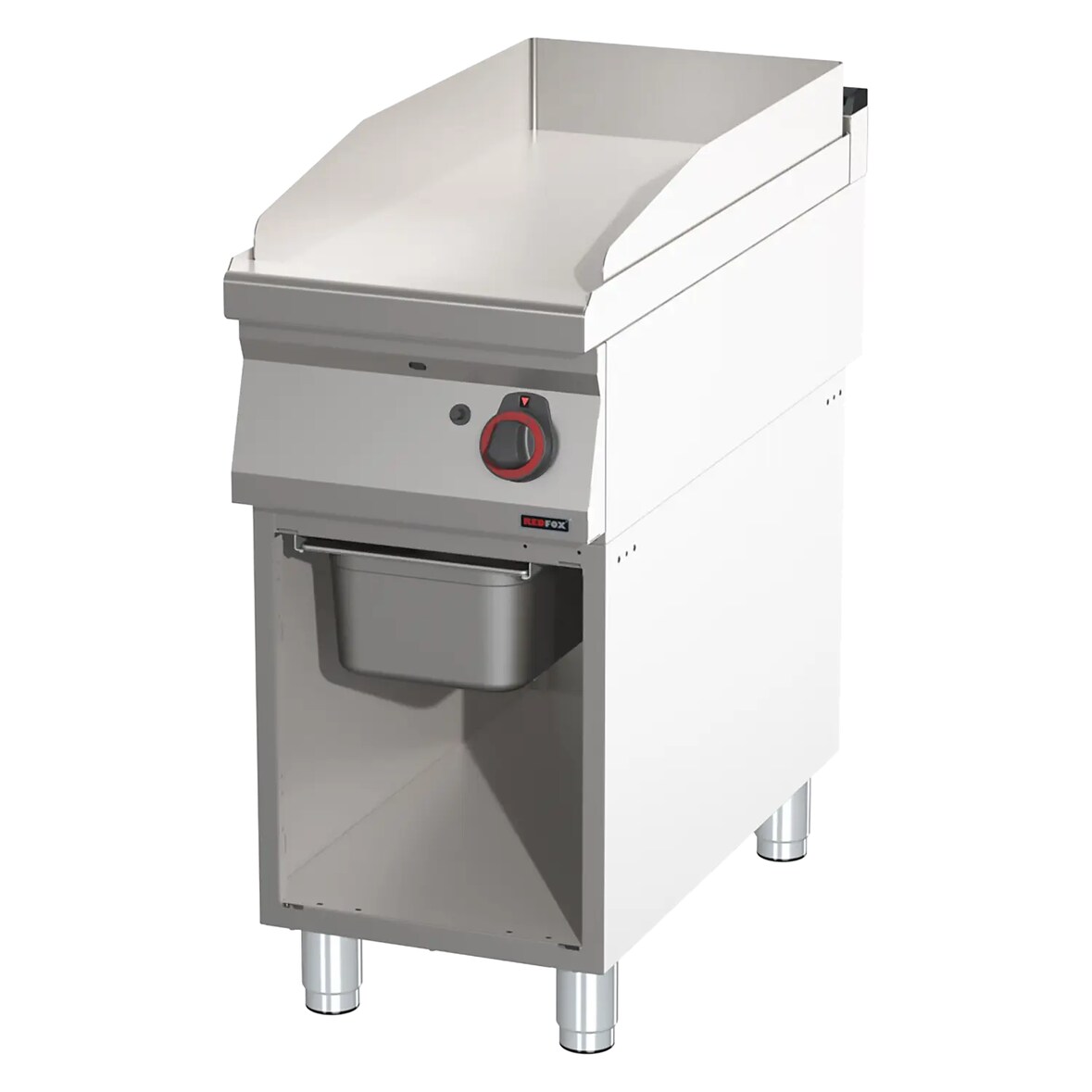 Gastro Gas-Griddleplatte Standgerät mit Unterbau Grillplatte Bratplatte aus Stahl 400x900x900 mm Edelstahl 8 kW