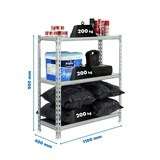 thumbnail of SimonRack Metallregal, 900x1100x400 mm, 3 Ebenen, Metallboden, 200 kg Biegepunkt, Verzinkt - Simonclick