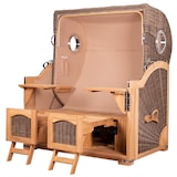 thumbnail of Strandkorb Komplettset: Ammersee Grande XL Teak Bullauge - PE grau - Modell 540