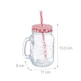 thumbnail of Relaxdays Trinkgläser mit Deckel und Strohhalm, 12er Set Limonadengläser, 500 ml, Retro Sommergläser mit Henkel, bunt