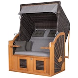 thumbnail of Strandkorb deVries PURE® Classic XL SUN Teak - PE stone grey - Dessin 466 - inkl. Schutzhülle