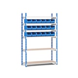 thumbnail of PROREGAL Fachbodenregal MAXIMUS mit 104x Sichtlagerboxen à 5,6L Fachlast 114kg Grundregal HxBxT 200x125x30cm 13 Ebenen Lichtblau/Lichtgrau