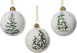 thumbnail of 3 Weihnachtskugeln 8cm Glas mit Tannenbaum Motiv Christbaumkugeln Weihnachtsbaumkugeln Christbaumschmuck Weihnachtsbaumschmuck Deko Weiß
