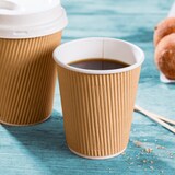 thumbnail of BIOZOYG Riffelbecher 25 Stück 200 ml / 8 oz, Ø 80 mm, braun, innen weiß - Becher für Heißgetränke - Kaffeebecher to go aus Pappe - Einwegbecher