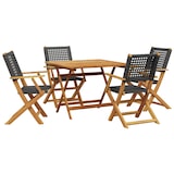thumbnail of vidaXL 5-tlg. Garten-Essgruppe Schwarz Poly Rattan und Massivholz