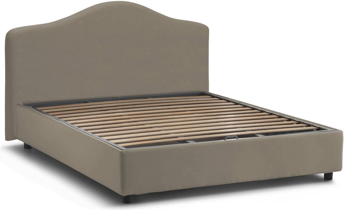 Dmora Doppelbett Angiolina, Containerbett mit Stoffbespannung, 100% Made in Italy, Frontöffnung, passend für Matratze Cm 160x190, Turteltaube