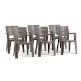 thumbnail of Set de 6 chaises monobloc en polypropylène avec fibre de verre, effet bois, empilables pour extérieur et jardin, bar et restaurant - Anita - Taupe