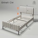 thumbnail of Merax Polsterbett Einzelbett 90x200 aus Leinen & Kiefernholz & Metall mit Lattenrost & Kopfteil für Schlafzimmer Beige