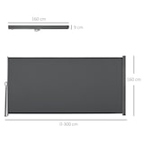 thumbnail of Outsunny toldo lateral retráctil 300x160 cm pantalla enrollable mampara de privacidad y protección solar para jardín balcón terraza gris