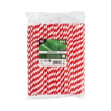 thumbnail of 200 Trinkhalme Papier Ø 6 mm · 22 cm rot/weiss `Stripes` flexibel
