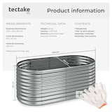 thumbnail of tectake Letto rialzato Flormma, 1257l, zincato, 200x100x80cm 200 x 80 x 100 cm Argento