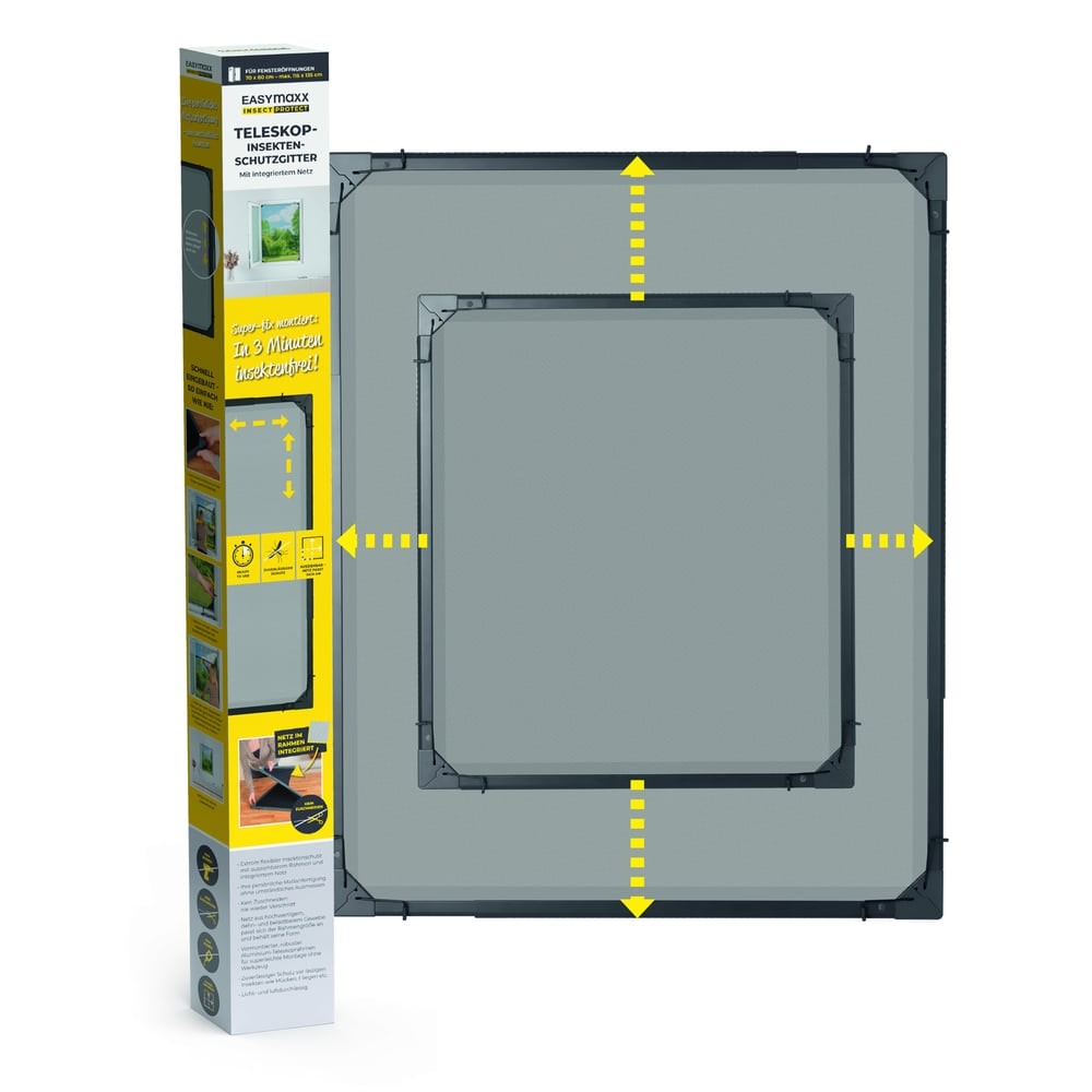 EASYmaxx Insect Protect  Teleskop-Insektenschutzgitter mit Netz - anthrazit