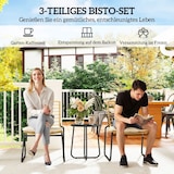 thumbnail of Gartenmöbel Set 3 teilig Rattan Beige 67x56x78 cm mit stapelbaren Stühlen und Tisch wetterfest UV beständig mit Kissen für Balkon Terrasse