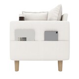 thumbnail of Zweisitzer-Sofa Chenille Beige 173x68x77 cm mit Stauraum, Getränkehaltern und 2 Rückenkissen