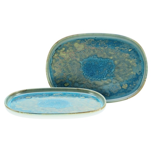 CreaTable Yuki Grün-blau Servierplatte 2-tlg Steinzeug