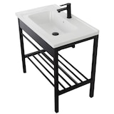thumbnail of Mueble Bajo Lavabo, Lavabo de Cerámica y Espejo, con Sifón de Acero, Mueble Bajo Lavabo con Estante, Diseño Industrial - cm 60x47x78h