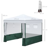 thumbnail of Outsunny Tenda Dobrável Tenda de Jardim com Proteção UV30 Altura Ajustável em 3 Níveis 2 Janelas e Bolsa de Transporte 2,7x2,7cm Branco e Verde