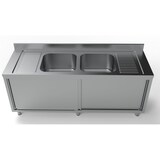 thumbnail of Combisteel Spülschrank 2 Schiebetüren 2 Becken mitte 2000x700x850mm
