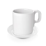 thumbnail of 12x Becher 250 ml Melamin weiß Kaffetasse + Untertasse bruchfest