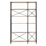 thumbnail of Möbilia Regal-Set | 1 breites Regal, 1 schmales Regal | MDF mit Akazie-Dekor, Gestell Metall | B127,5 x T30 x H210 cm | natur-schwarz | 12020086